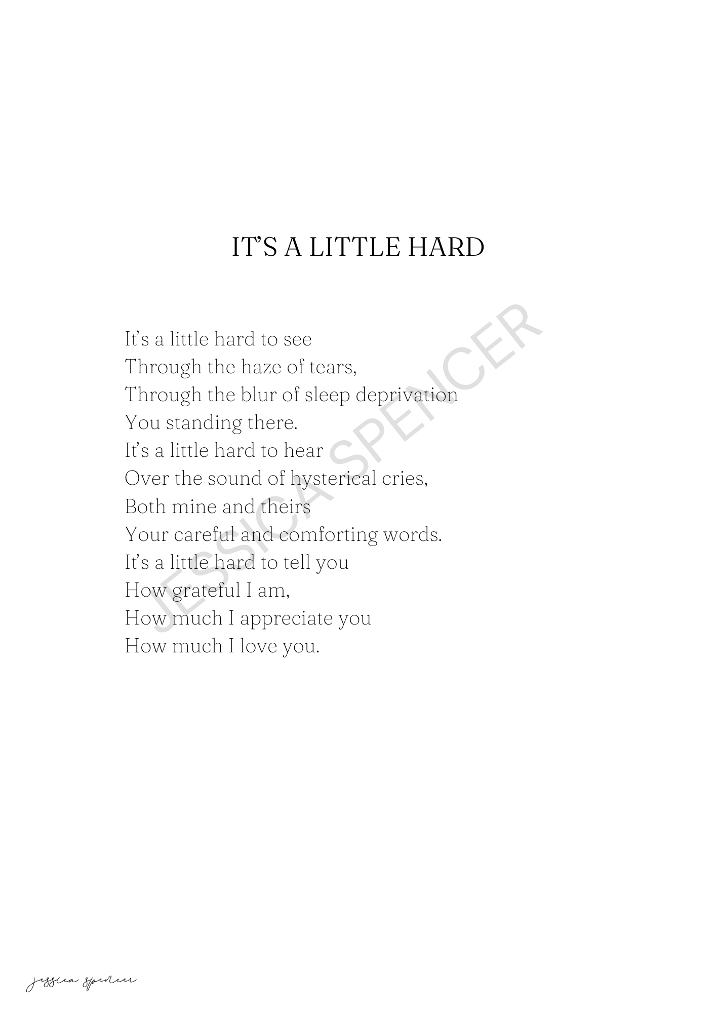 It&#39;s a Little Hard Poem