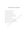 How Did You Know? Poem