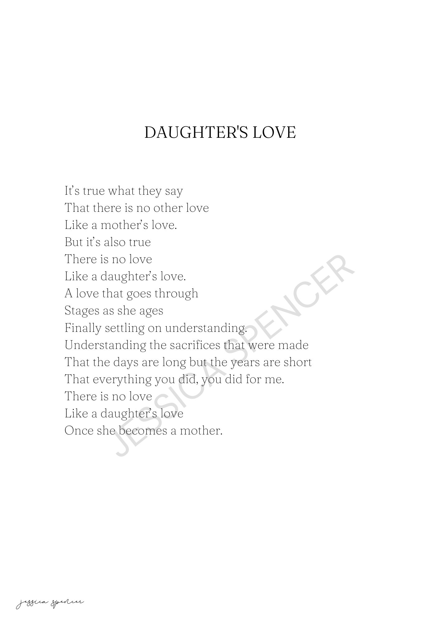 Daughter&#39;s Love Poem