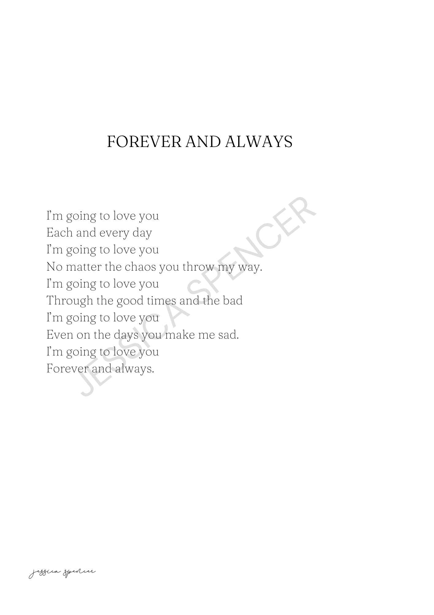 Forever and Always Poem