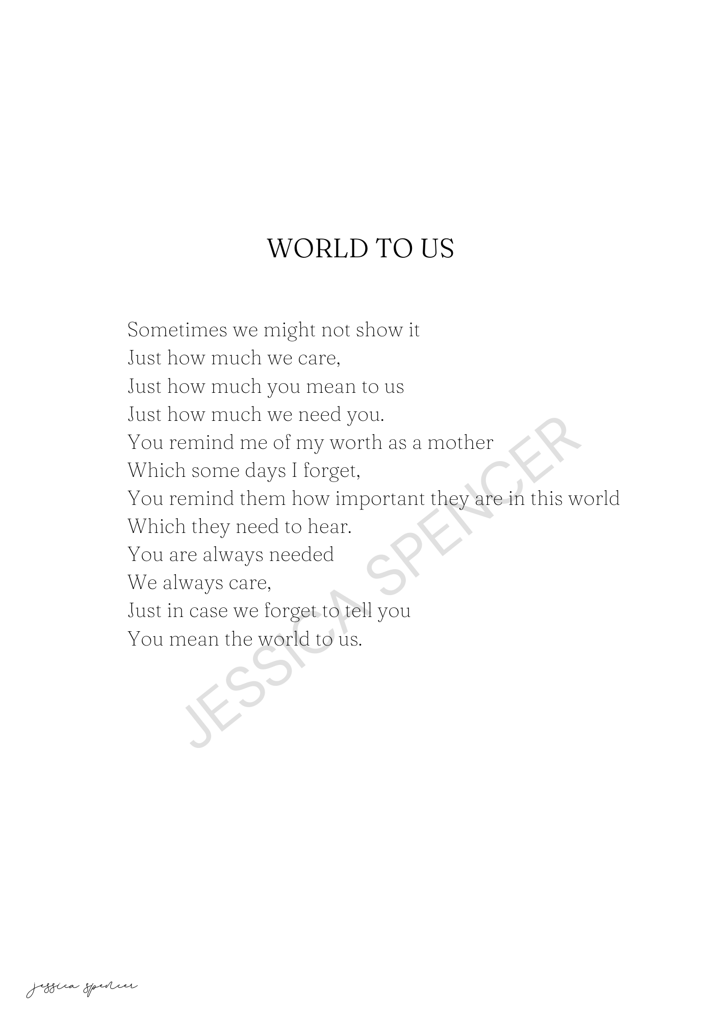 World To Us Poem